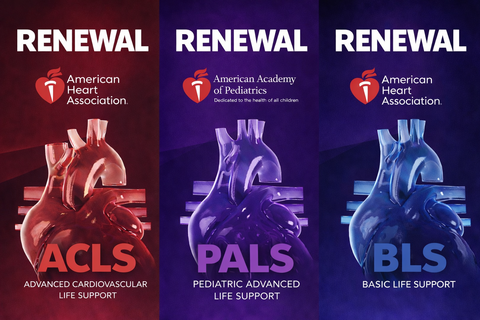 ACLS RENEWAL, PALS RENEWAL, BLS FOR HEALTHCARE PROVIDERS RENEWAL